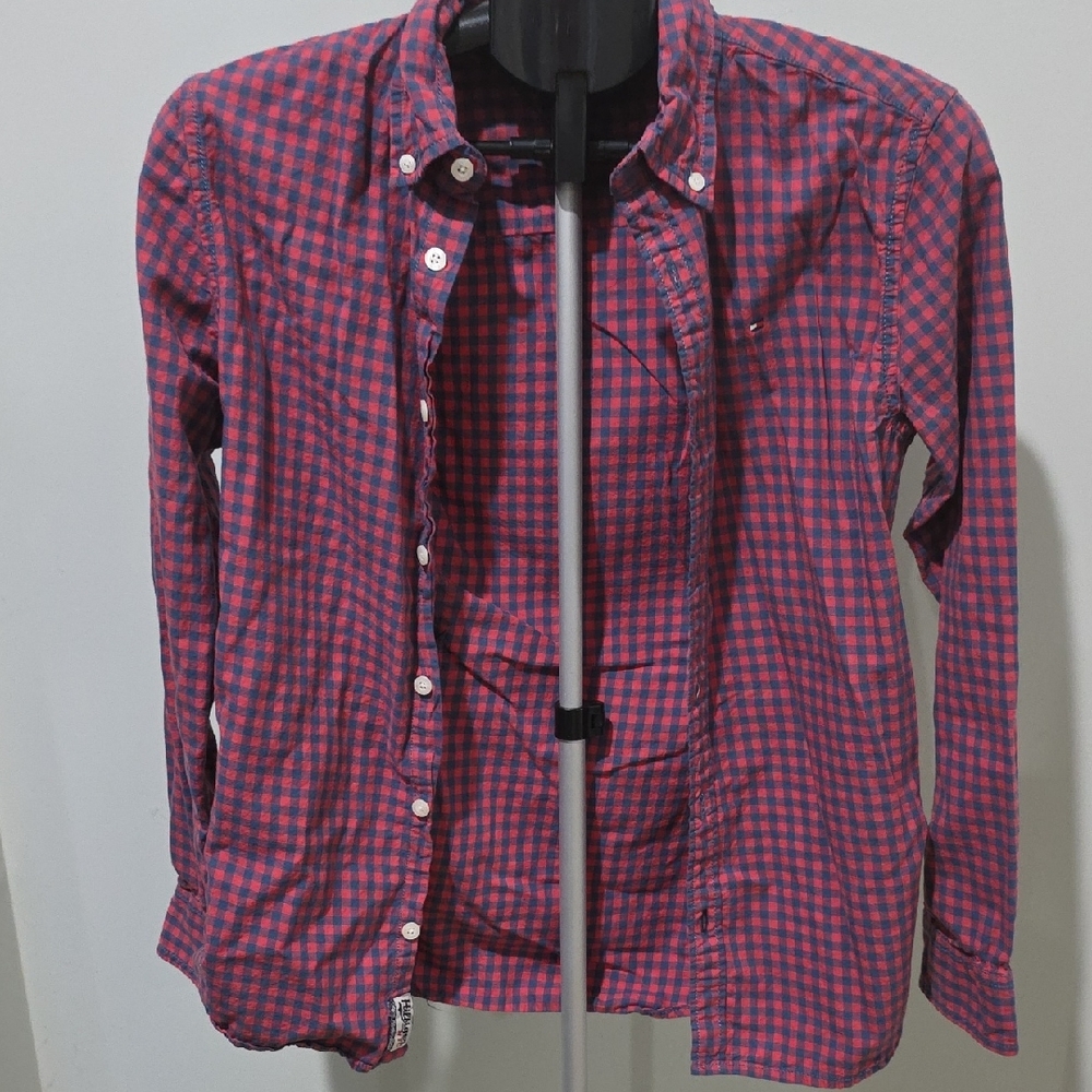 Boys Tommy Hilfiger Red and Blue Plaid Shirt